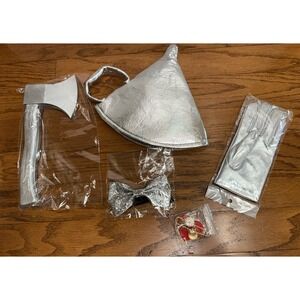 Tin Man Metal Costume Accessories Silver Hat Gloves Bow Tie Heart Ax Cosplay NEW